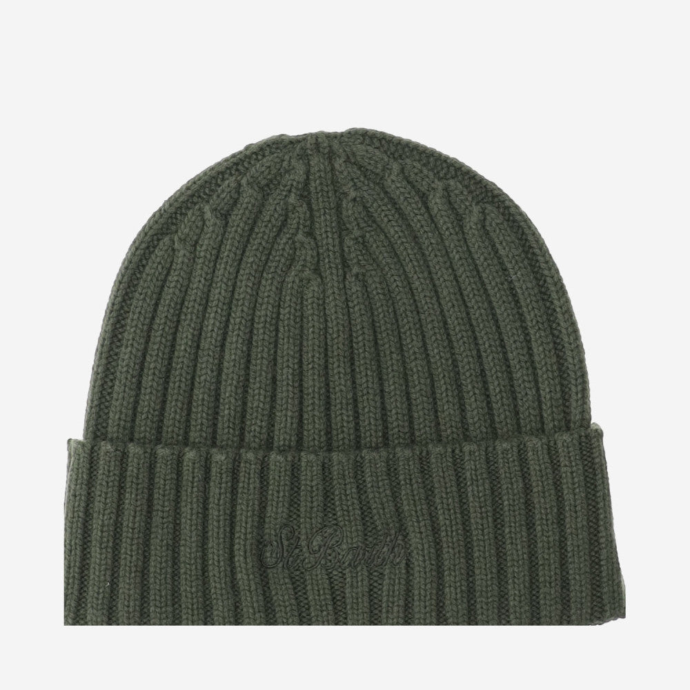 Green Logo Ribbed Beanie Hat 3