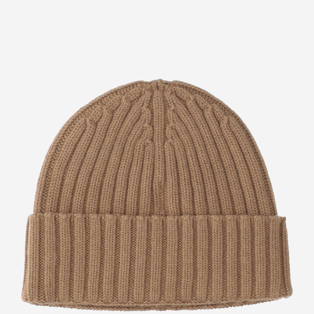 Brown Logo Ribbed Beanie Hat 2