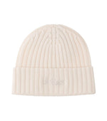 Off White Ribbed Logo Beanie Hat 1