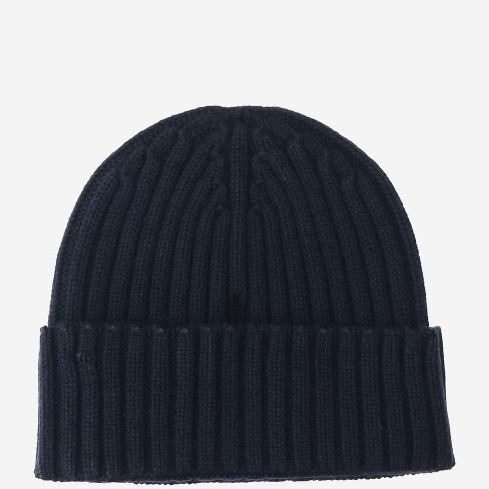 Navy Blue Ribbed Logo Beanie Hat 2