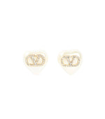 Cream White VLogo Stud Earrings 1