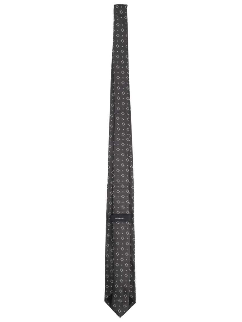 Black Silk Geometric Tie 2