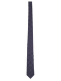 Navy Blue Silk Geometric Tie 1