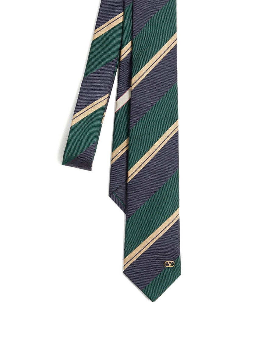 Green Blue Stripes Logo Tie 3