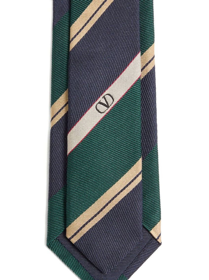 Green Blue Stripes Logo Tie 4