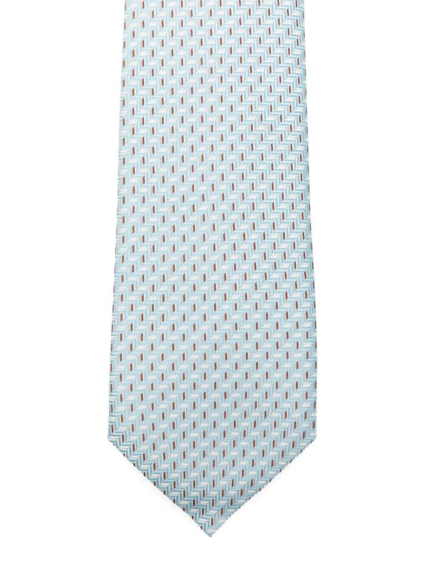 Light Blue Geometric Pattern Tie 3
