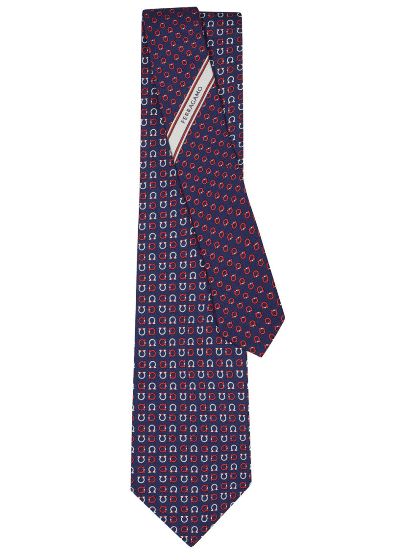 Navy Blue Gancini Logo Tie 2