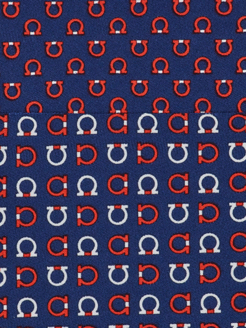 Navy Blue Gancini Logo Tie 3