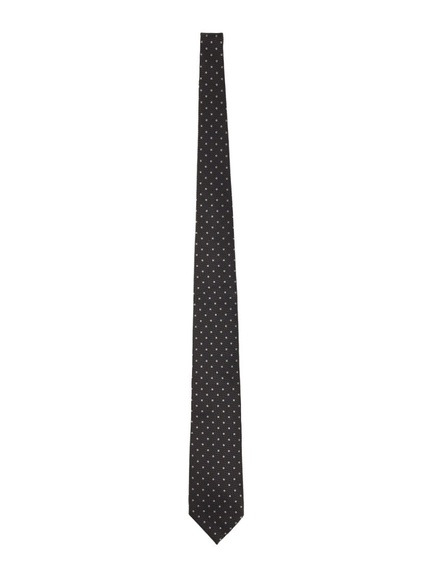 Grey Silk Polka Dot Tie 1