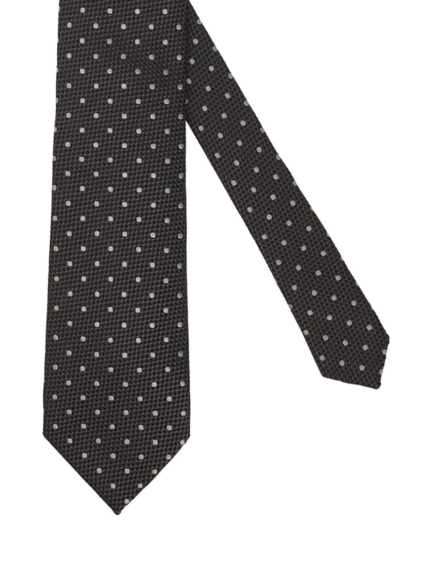 Grey Silk Polka Dot Tie 2