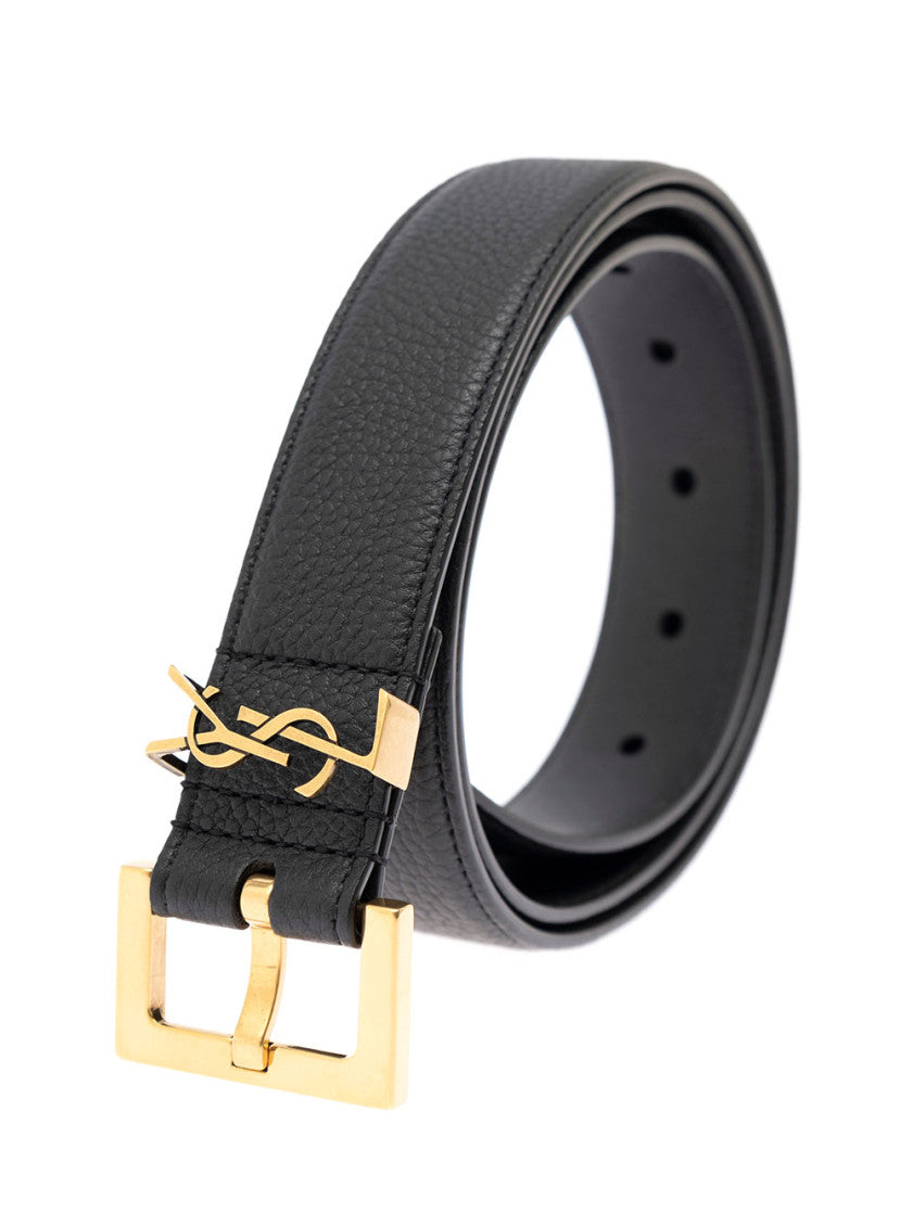 Black Soft Leather Belt With Gold Metal Buckle 2