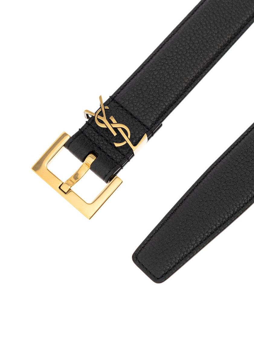 Black Soft Leather Belt With Gold Metal Buckle 3