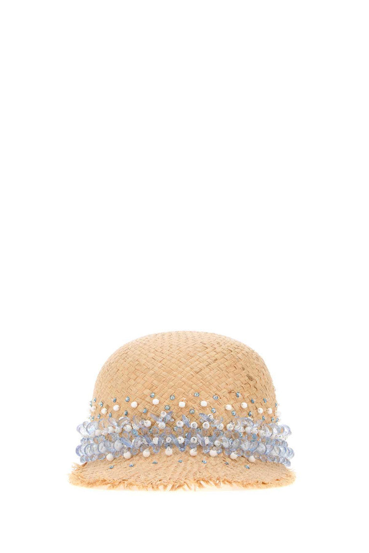 Beige Pearl Embellished Baseball Cap 1