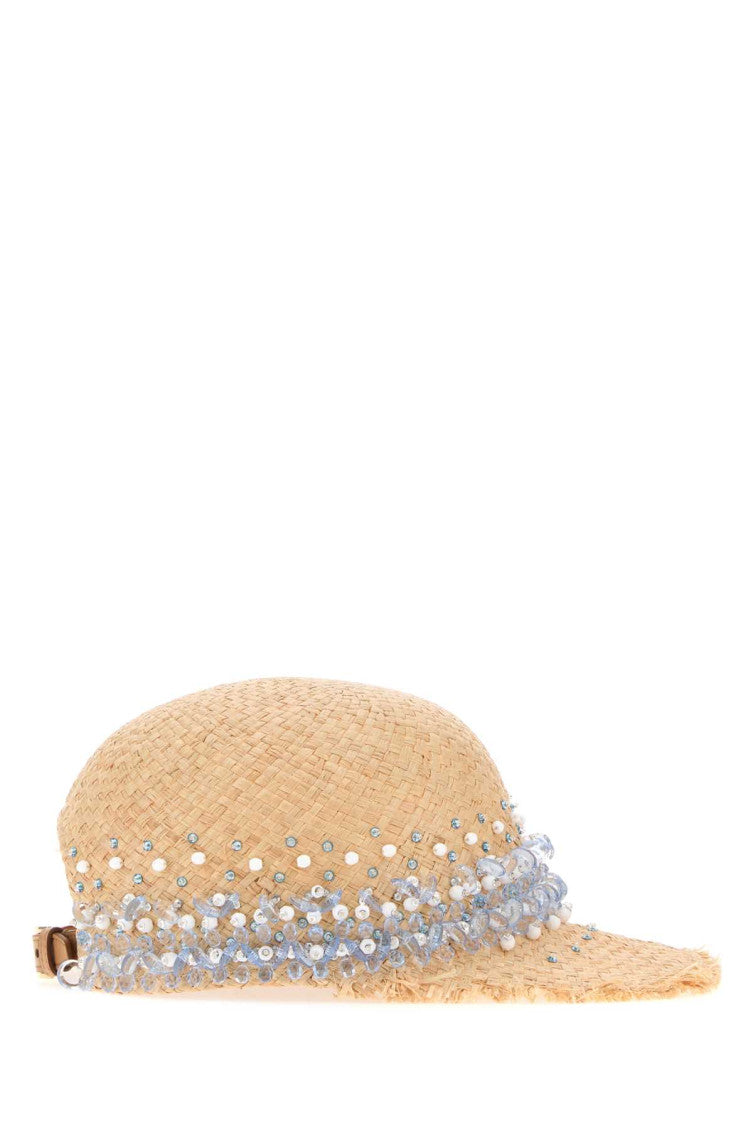 Beige Pearl Embellished Baseball Cap 2