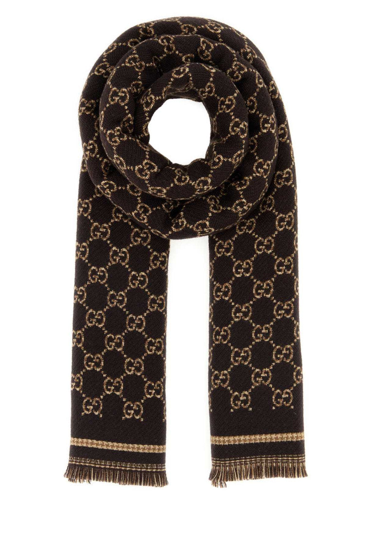 Dark Brown GG Logo Scarf 1
