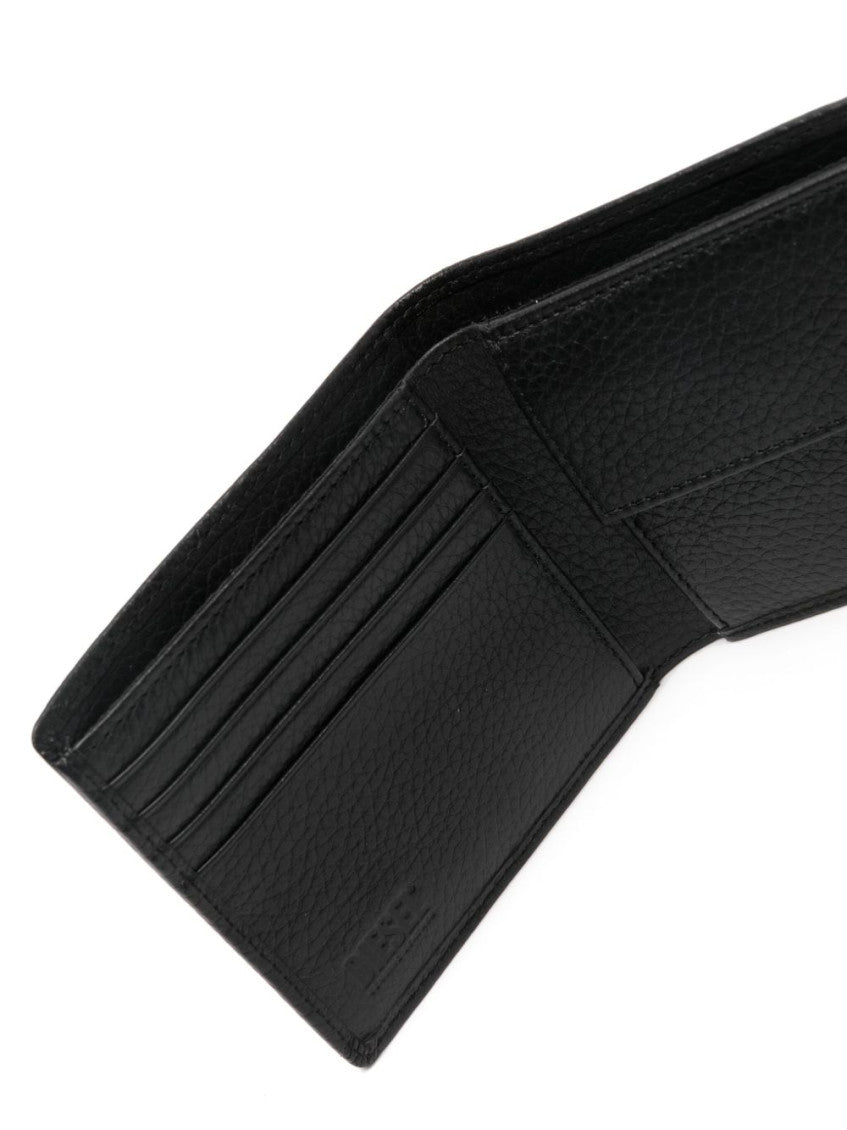Black Logo Textured Wallet 3