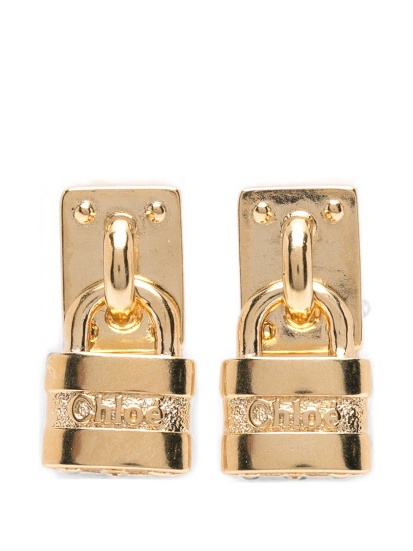 Golden Padlock Drop Earrings 1