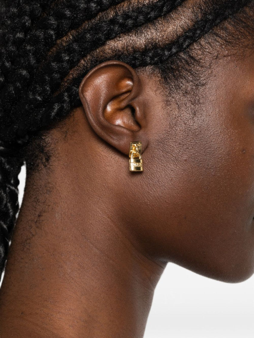 Golden Padlock Drop Earrings 2