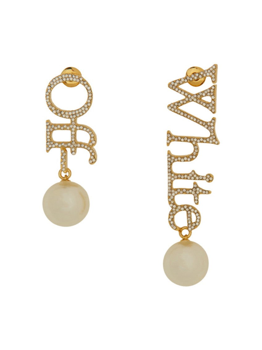 Gold Logo Drop Earrings 2