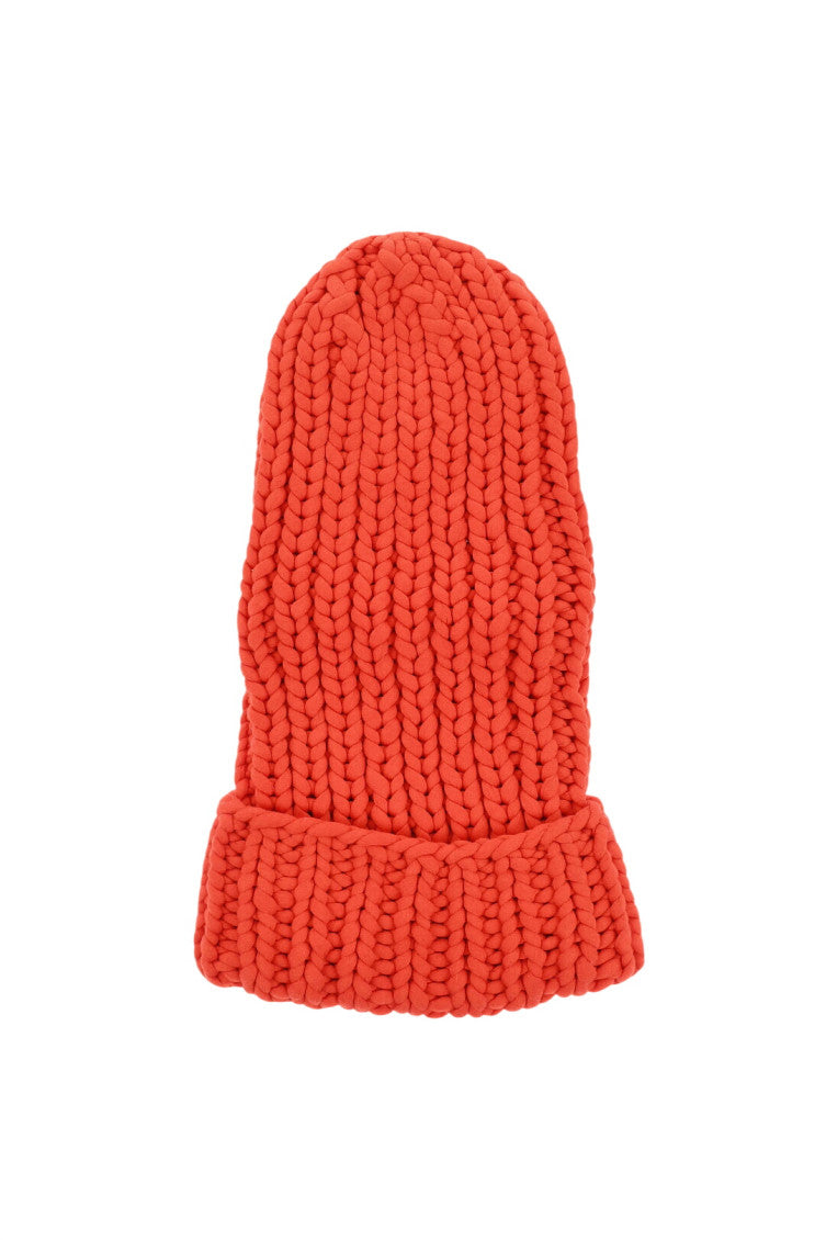 Orange Maxi Knitted Beanie Cap 1