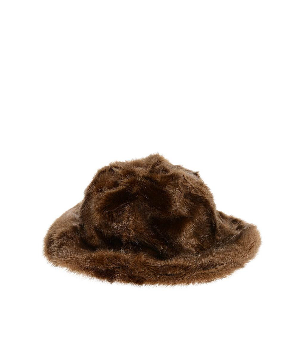 Brown Logo Fur Bucket Hat 2