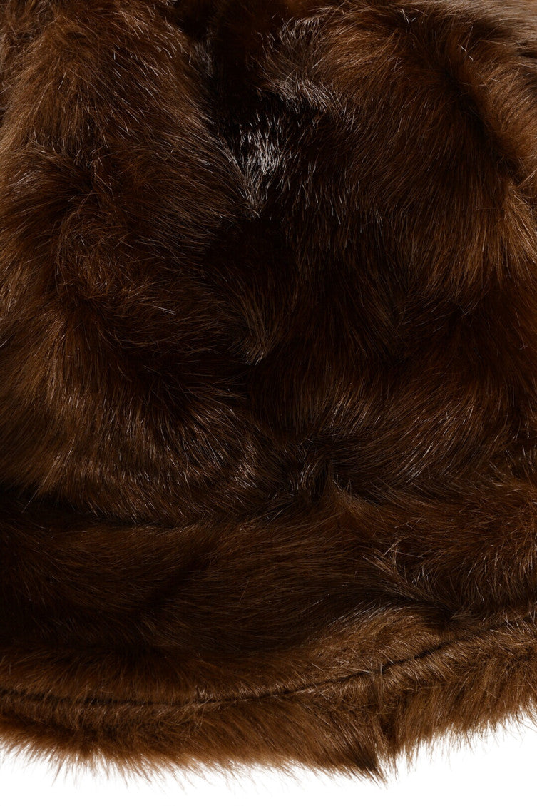 Brown Logo Fur Bucket Hat 3