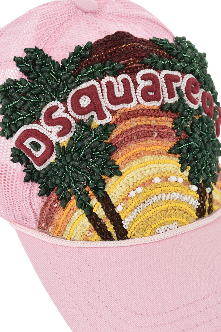 Pink Tropical Embellished Baseball Cap 3