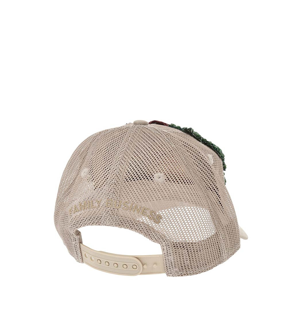Beige Tropical Embellished Baseball Cap 2
