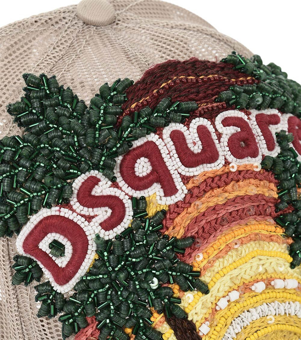 Beige Tropical Embellished Baseball Cap 3