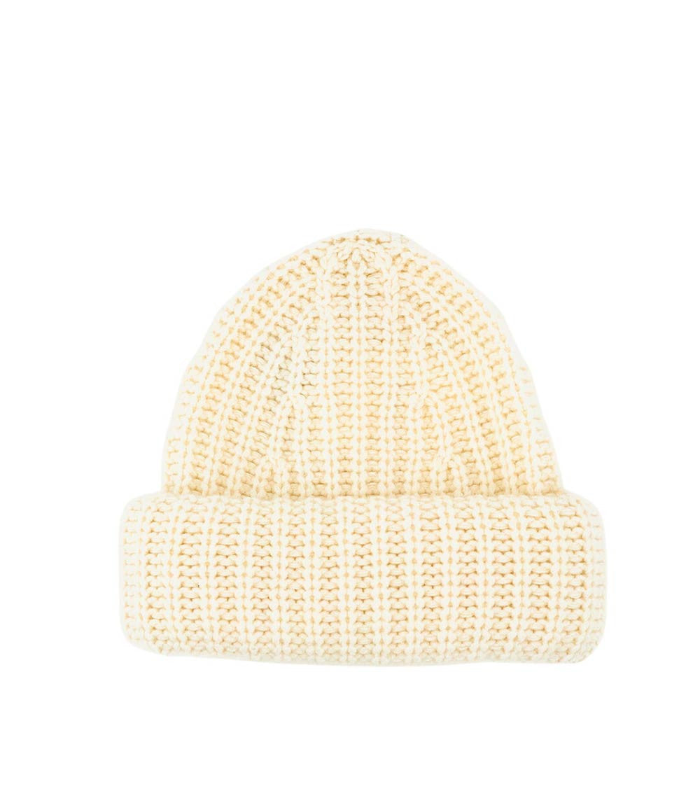 Off White Knitted Beanie Cap 3