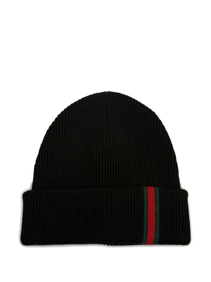 Black Textured Beanie Hat 1