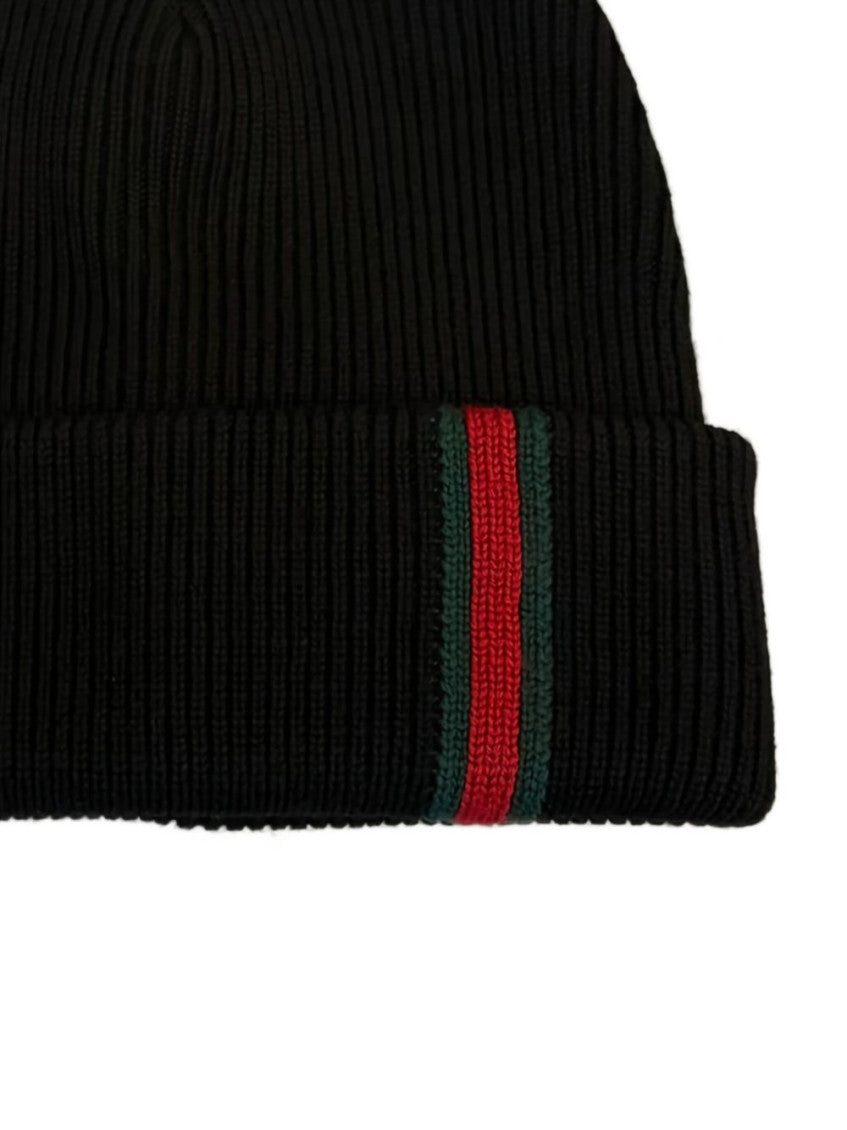 Black Textured Beanie Hat 2