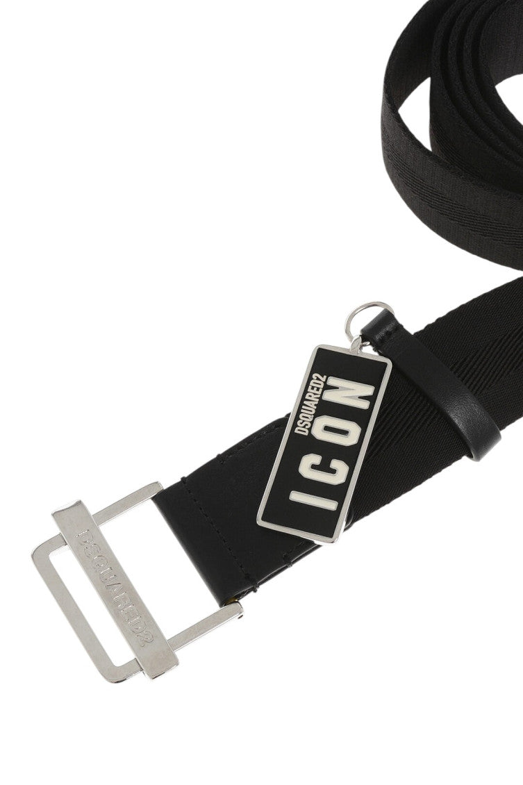 Black Logo Charm Belt 3