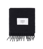 Black Logo Fringed Scarf 1
