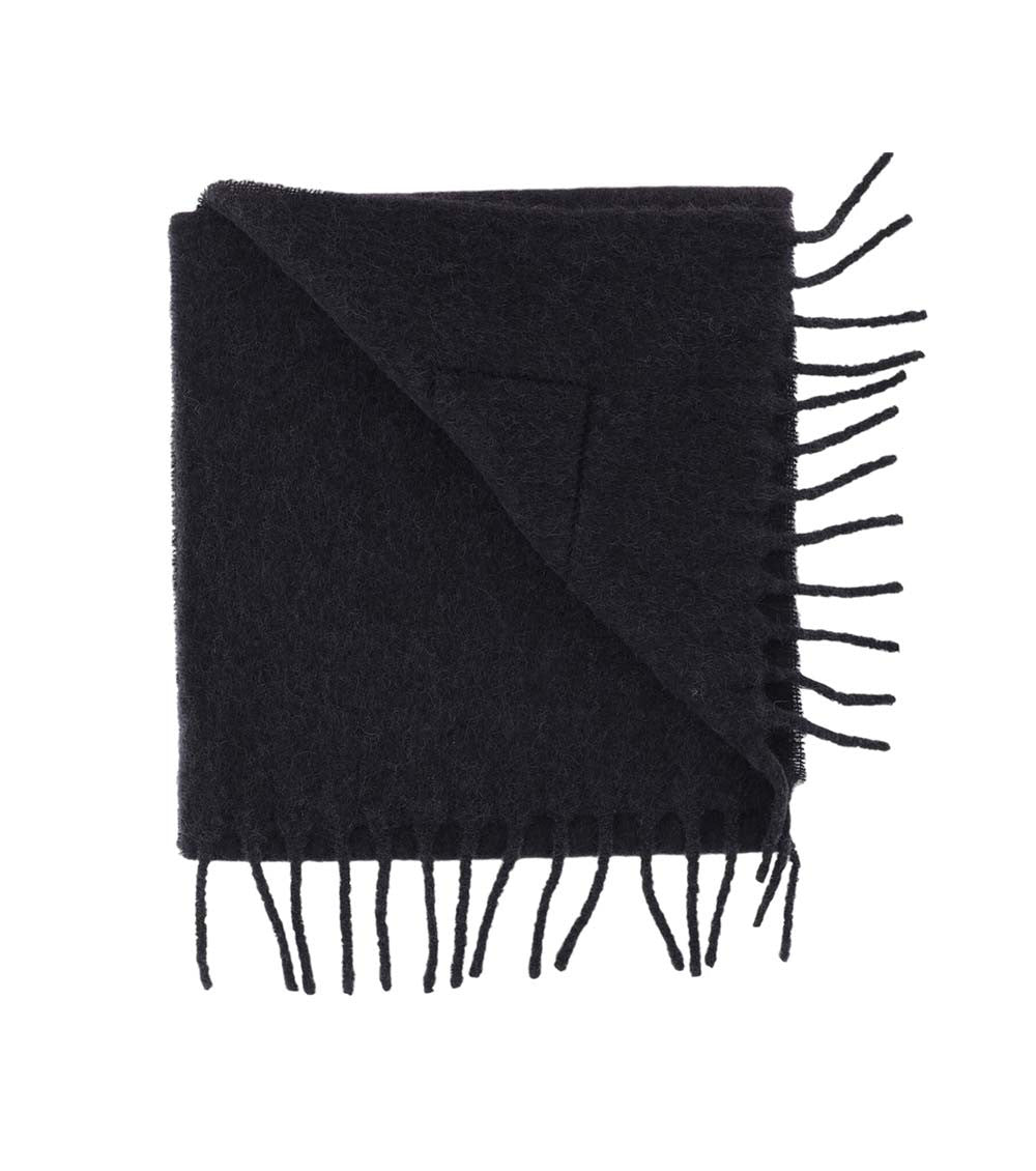 Black Logo Fringed Scarf 3