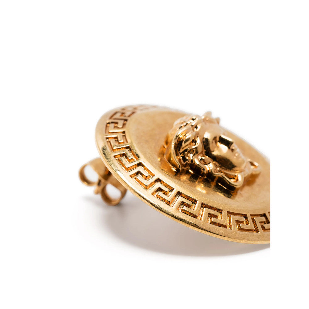 Golden Medusa Greca Stud Earrings 3