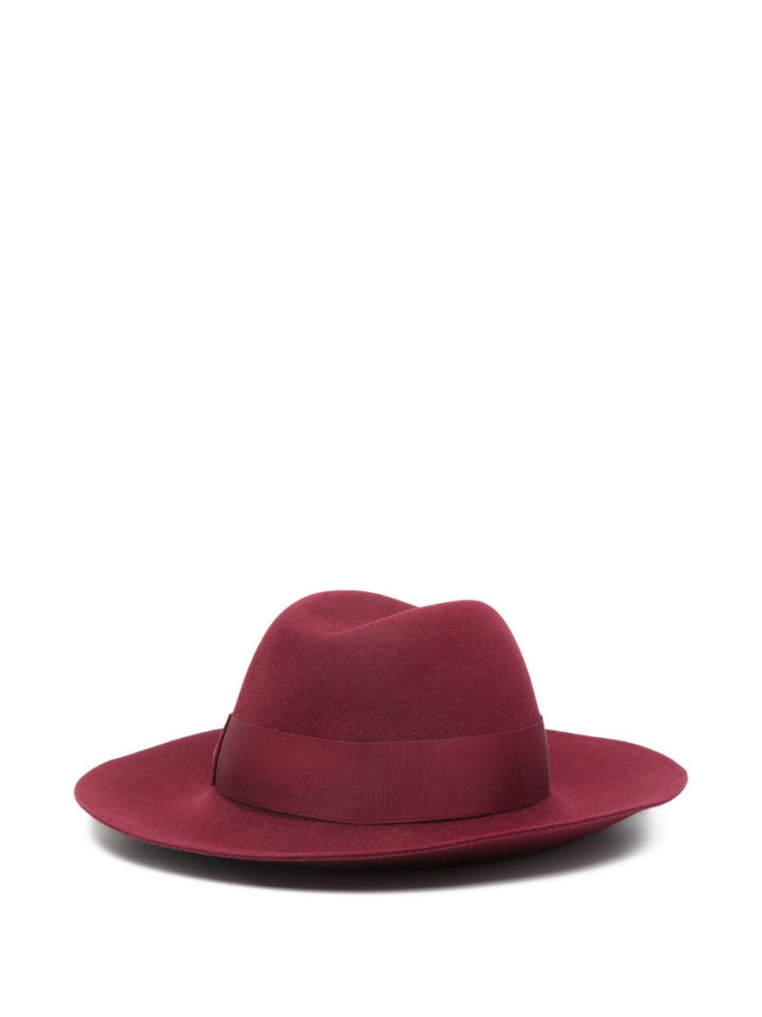 Red Claudette Solid Fedora Hat 2