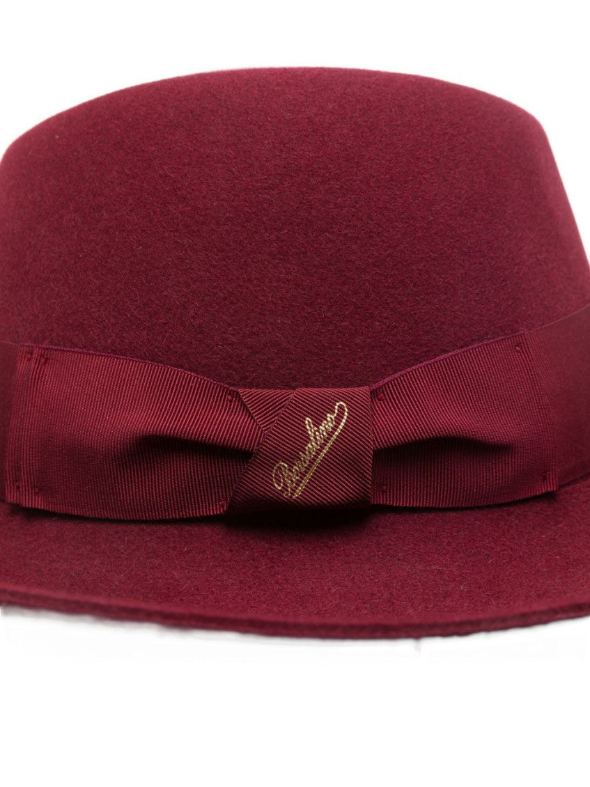 Red Claudette Solid Fedora Hat 3
