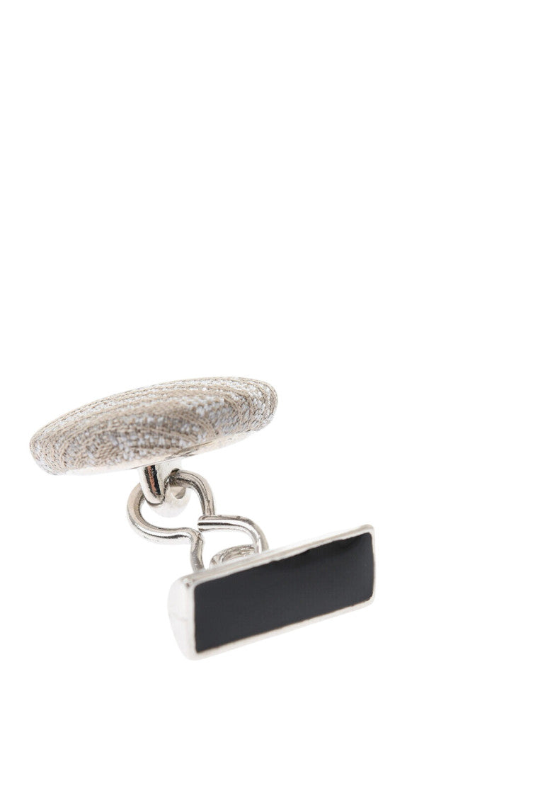 Beige Silk Embroidered Cufflinks 3