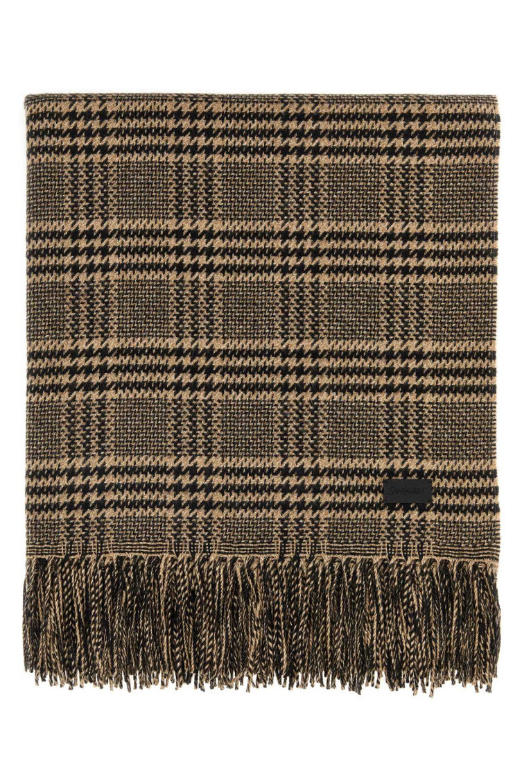 Beige Black Houndstooth Pattern Scarf 1