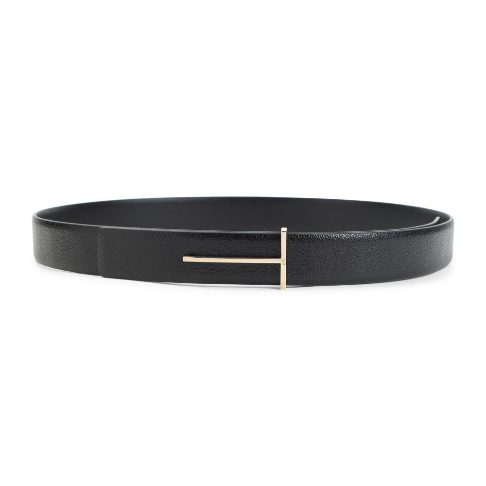 Black Logo Golden Buckle Belt 1