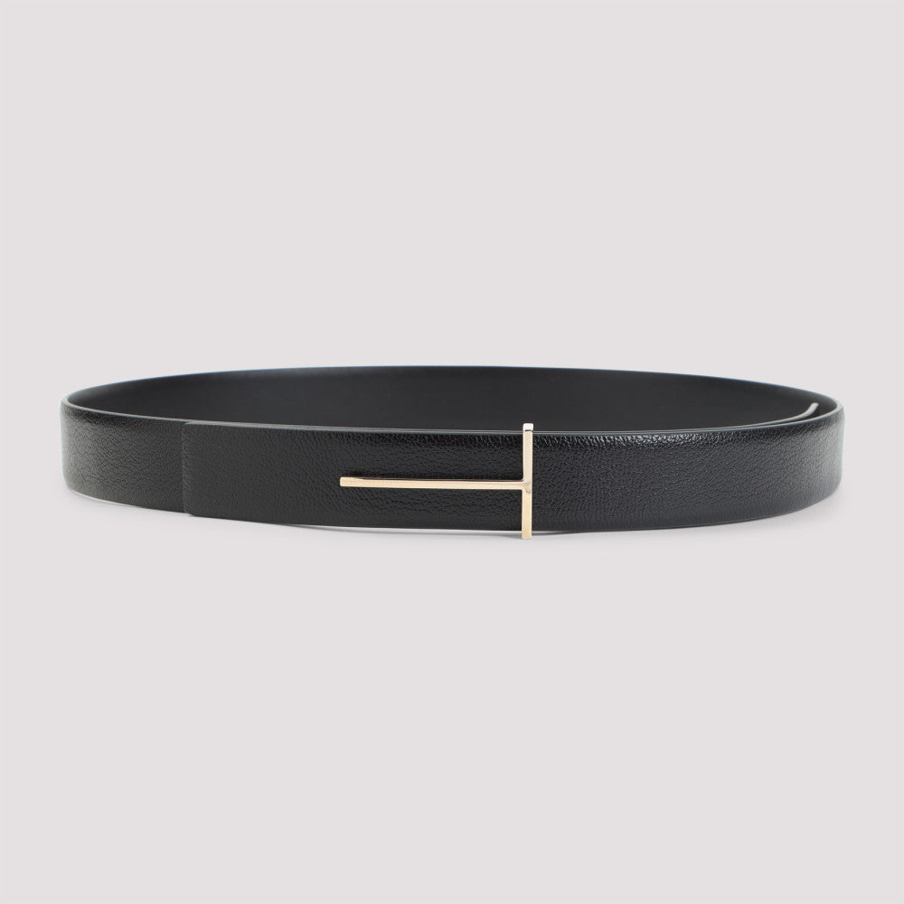 Black Logo Golden Buckle Belt 3