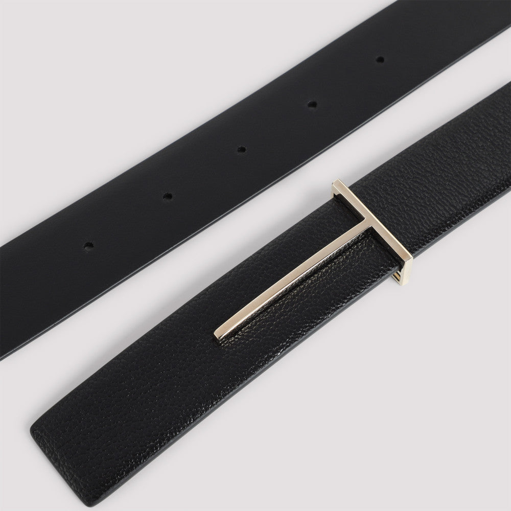 Black Logo Golden Buckle Belt 4