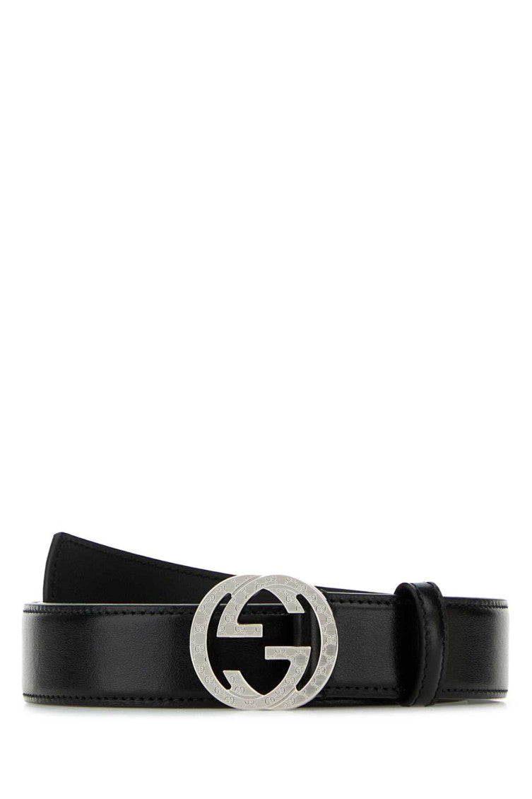 Black Signature Logo Buckle Belt 1