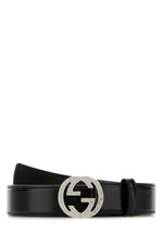 Black Signature Logo Buckle Belt 1