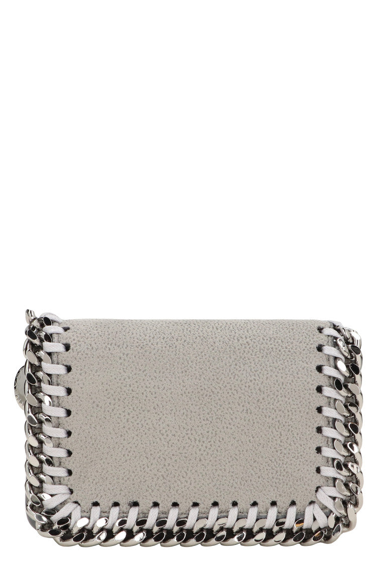 Grey Small Flap Falabella Textured Wallet 1