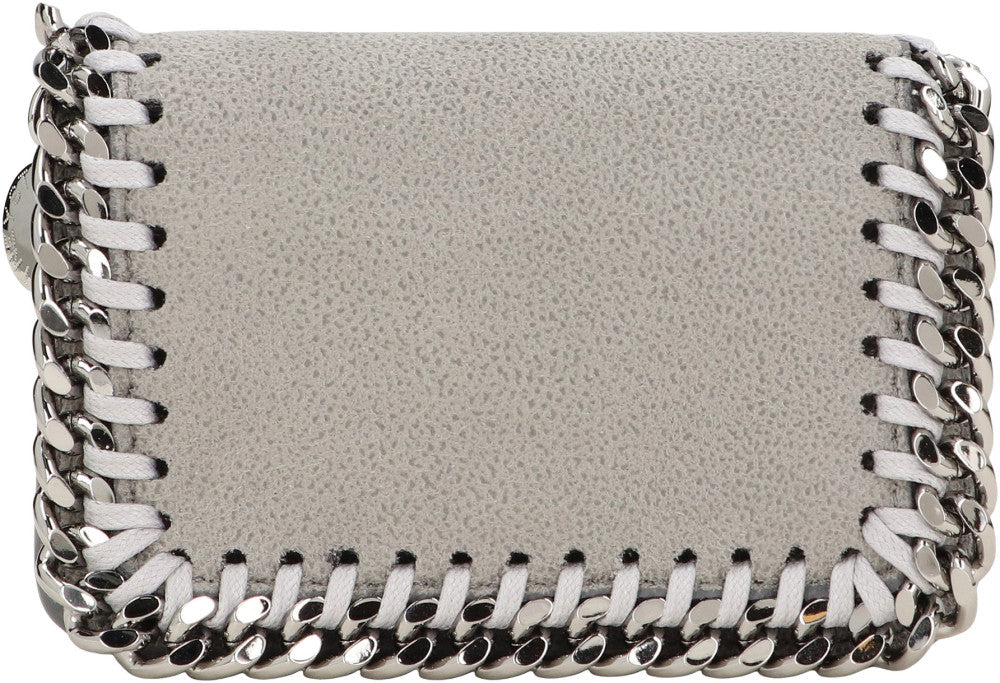 Grey Small Flap Falabella Textured Wallet 2