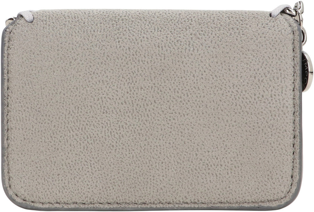 Grey Small Flap Falabella Textured Wallet 3