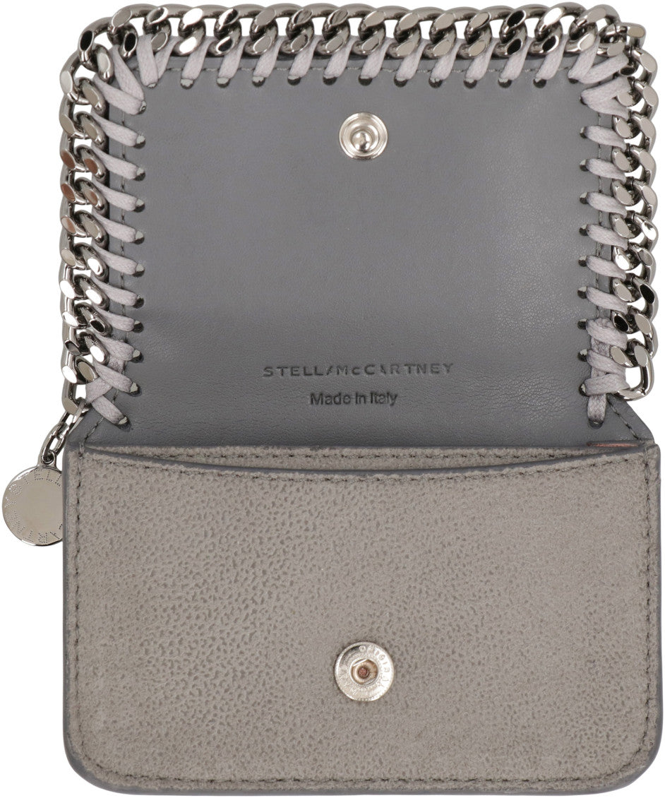 Grey Small Flap Falabella Textured Wallet 4