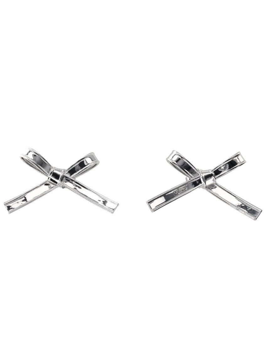 Silver Bow Stud Earrings 1